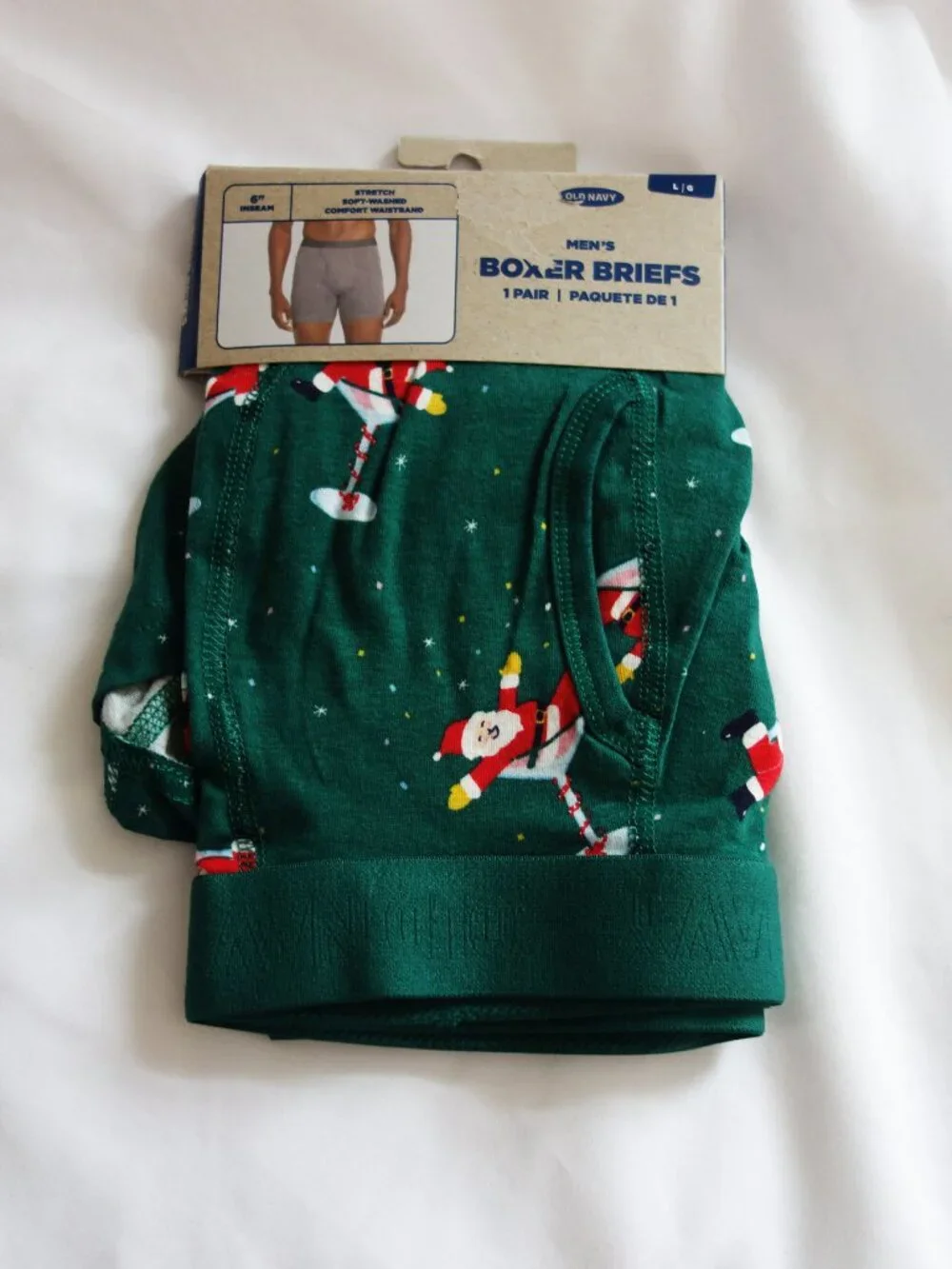 Old Navy Men's Soft-Washed Boxer Briefs -- 6 inch inseam (L) Santa Green NWT!